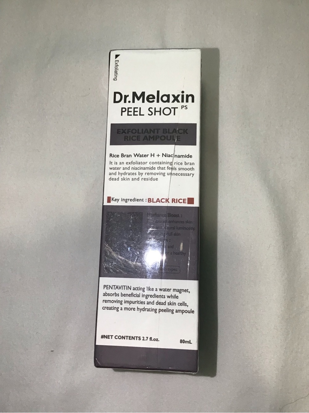 Dr. Melaxin Peel Shot Exfoliant Black Rice Ampoule - Black